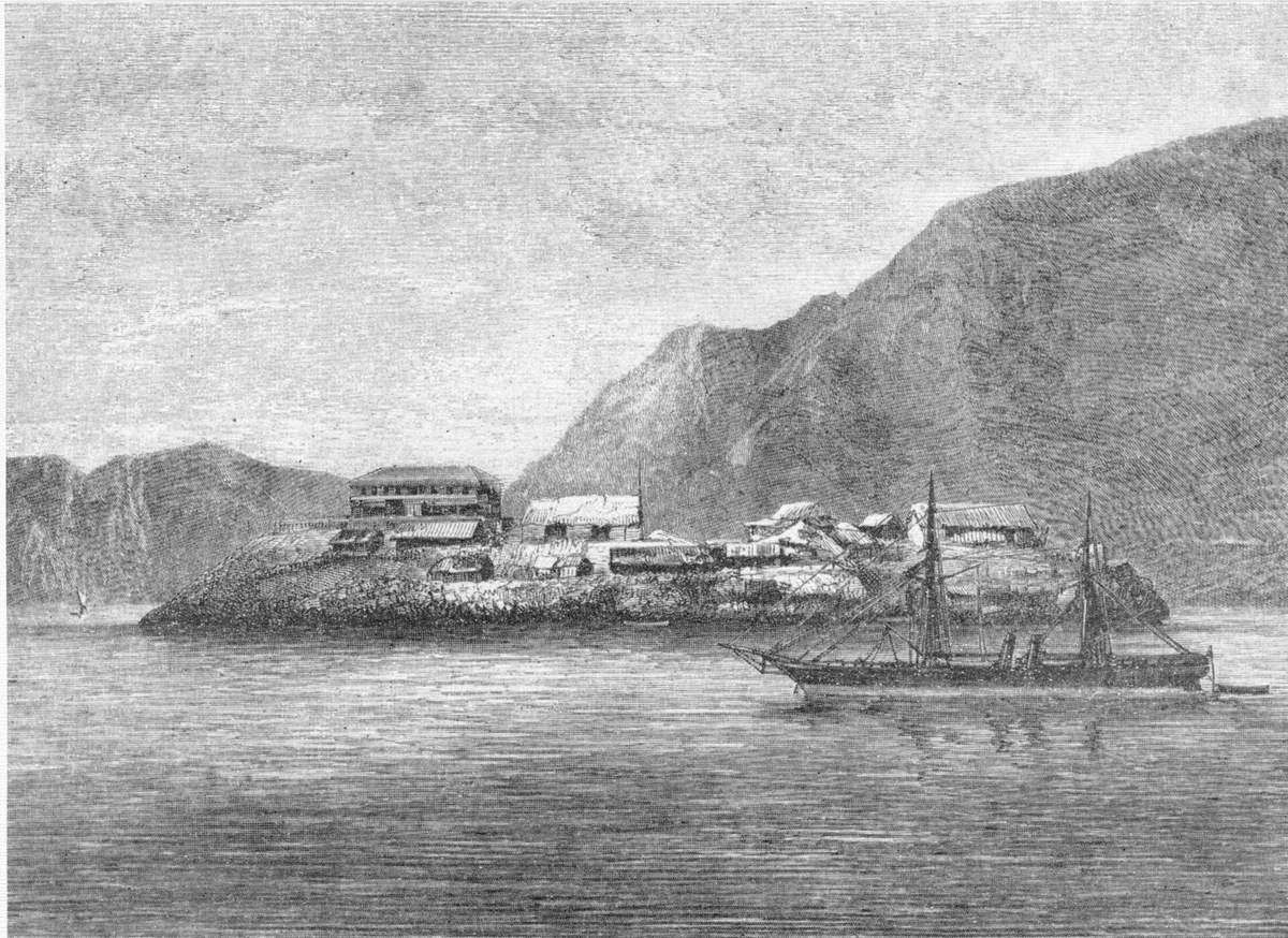 Telegraph Island — Masandam; with Telegraph Island Station on Elphinstone Island.jpg